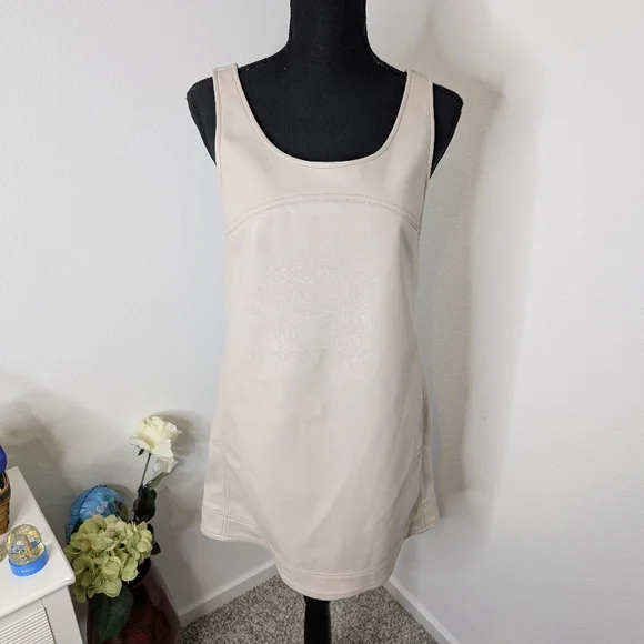 💘 Anthro Pilcro Faux-Leather Scoop-Neck Shift Mini Dress - Picture 5 of 9